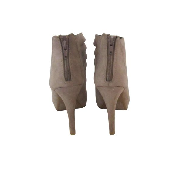 Fergalicious Tinder Taupe High Heel Ankle Booties With Strappy Design & Back Zip - Picture 3 of 5